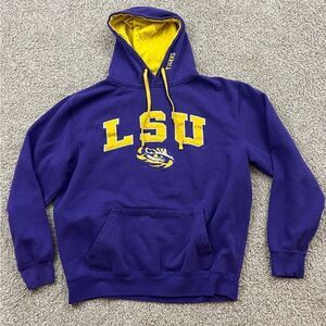 LSU tiger eye embroidered hooded sweatshirt men's L